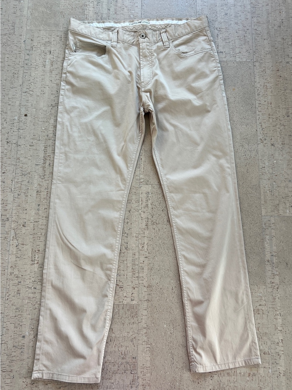 Emporio Armani Men’s Khaki Stretch Cotton 5 Pocket Pants Size 36 Straight Leg